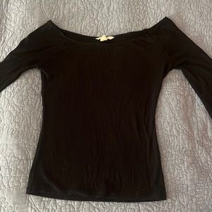 off the shoulder black ribbed top, can be dressed up or down, super comfy